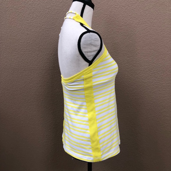 Lululemon yellow white stripe halter tank top Sz 6 - Picture 3 of 7